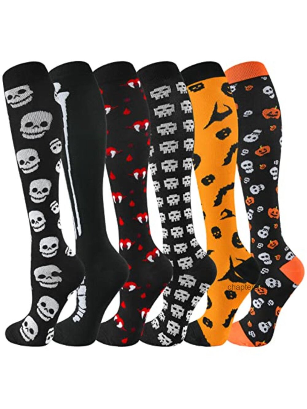 Compression Socks Knee High 20-30 mmHg Nylon Polyester 6 Pairs